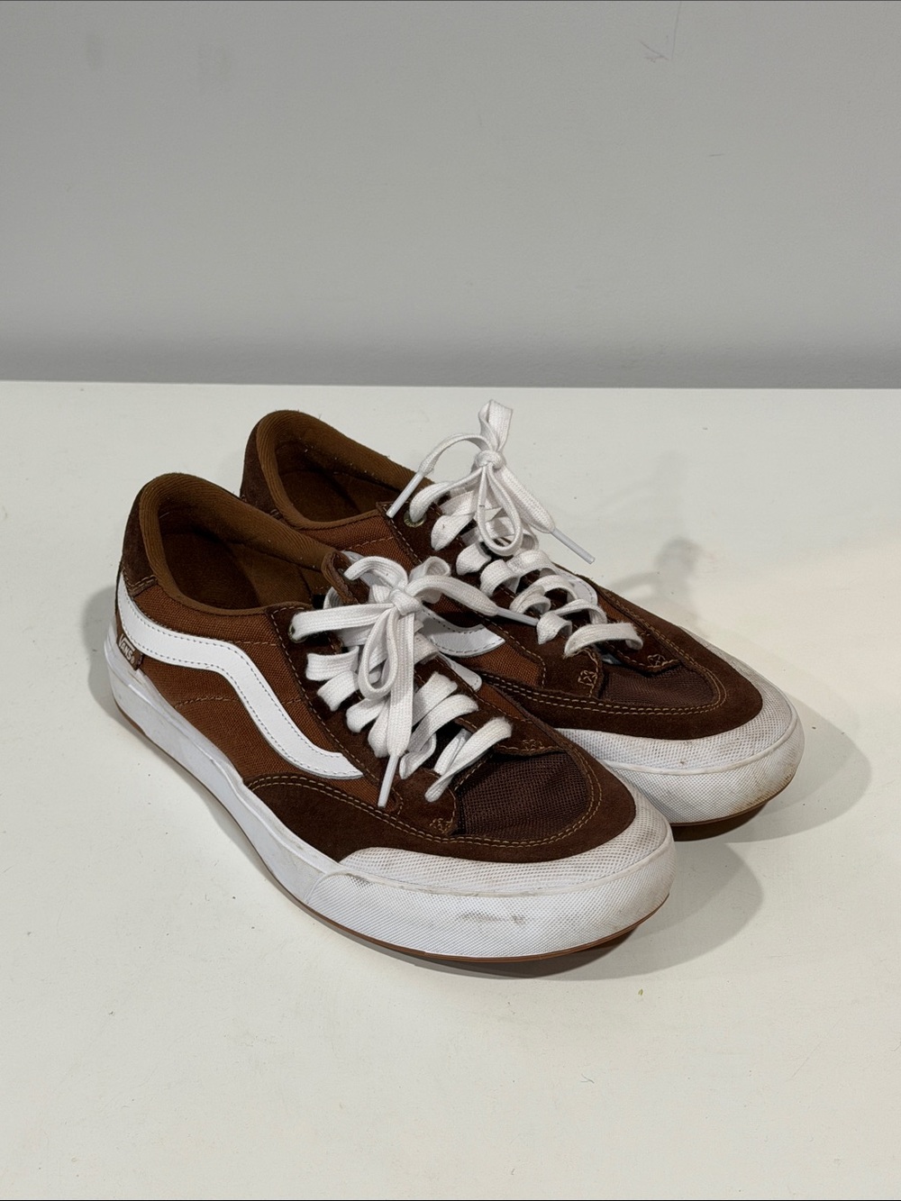 Vans Brown and White Low-Top Men’s Sneakers